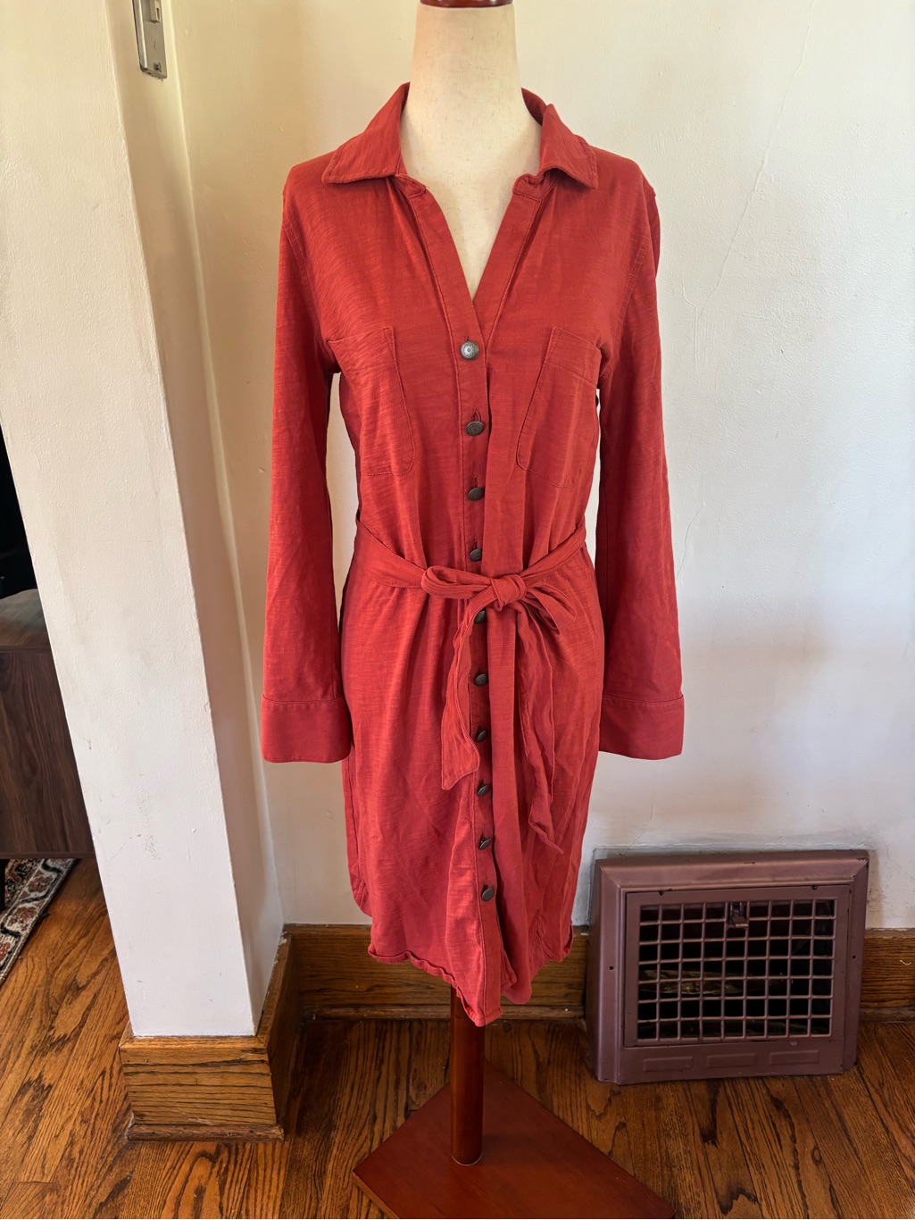 Soft Surroundings | Medium Petite Long Dress Button Rust